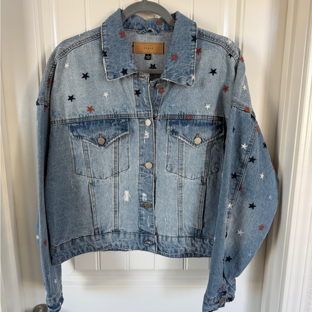 Blank NYC Star-Embroidered Denim Jacket